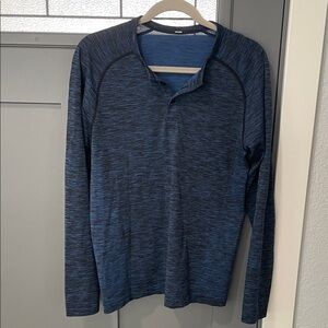 lululemon athletica Men's Navy Space-Dye Long Sleeve Henley